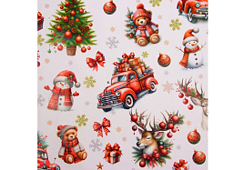 НГ Бумага упаковочная 10549218 Снеговик в шапке 70*100см