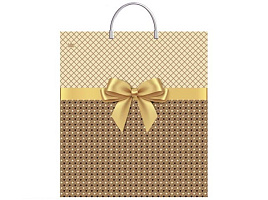 Пакет петля с пласт.ручкой 40*44 Золотистый бантик