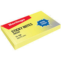 Блок самоклеящийся 75*50 Berlingo LSn_39410 "Ultra Sticky", 80л, желтый неон
