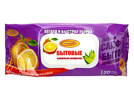 Влажные салфетки Вестар 120шт Бытовые универсальные с эфирами цитрусовых клапан