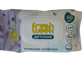 Влажные салфетки Детские 60шт.Fresh Week Ромашка и череда с клапаном