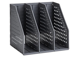 Стойка-уголок сборная Deli 79003Black 3отд. складной A5 200х150х180мм черный пластик