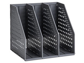 Стойка-уголок сборная Deli 79003Black 3отд. складной A5 200х150х180мм черный пластик
