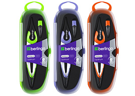 Готовальня Berlingo DS_00102b "Optimum", 2 предмета, циркуль 135мм, пластиковый футляр, зеленый