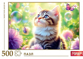 Пазл 500эл. Кот с мыльными пузырями 3503