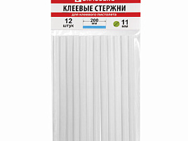 Клеевой стержень BRAUBERG 670294 диаметр 11 мм, длина 200 мм, прозрачные, комплект 12 шт.