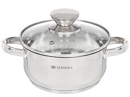 Кастрюля нержавейка 1,5л GS-01201-16CA/4729 Daniks Оптима индукция