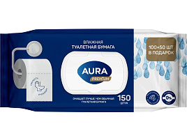 Туалетная бумага влажная  Aura 150шт.с крышкой