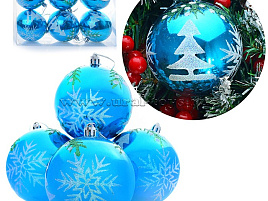 Шар 8см S0159-1 голубой с рисунком 1шт