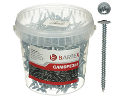 Саморез универсальный 4,2*50 цинк с прессшайбой сверло 250шт в банке Bartex 0589