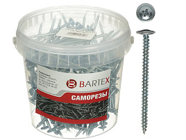 Саморез универсальный 4,2*50 цинк с прессшайбой сверло 250шт в банке Bartex 0589