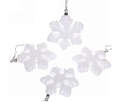 Подвеска пластик Хоровод снежинок 916-0011 белый 8см 4шт