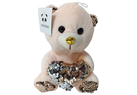 Мягкая игрушка Мишка с сердцем в пайетки 20см 213В