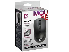Мышь Defender беспроводная 52995 оптическая  Wave MM-995 черный, 4D, 800-1600dpi, бесшумн