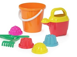 Песочный набор №5 М2110 Ведро,лопатка,грабли,лейка,4 формочки