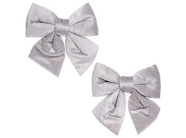 Бант на елку Велюровый стиль серебро 12*15см 2шт 201-3524