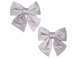 Бант на елку Велюровый стиль серебро 12*15см 2шт 201-3524