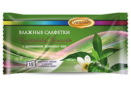 Влажные салфетки Вестар М 15шт.Освежающие Зеленый чай