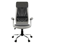 Кресло Helmi HL-E41 "Stylish", ткань/сетка, серый/черный