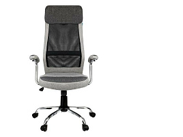 Кресло Helmi HL-E41 "Stylish", ткань/сетка, серый/черный