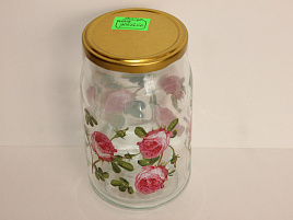 Банка для сыпучих стекло 900мл Фрукты с железной крышкой