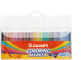Фломастеры 24цв. Luxor 6101/24 WT "Coloring", смываемые, ПВХ, европодвес