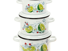 Набор кастрюль эмаль 3пр (1,5+2,9+4,5л) Мохито Северсталь 1с33