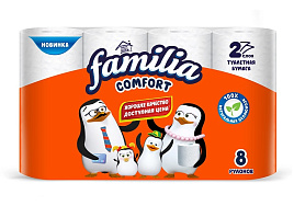 Туалетная бумага Familia Comfort 8шт.2-х сл.Белая