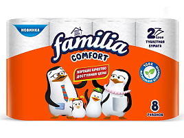 Туалетная бумага Familia Comfort 8шт.2-х сл.Белая