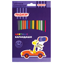 Карандаши цветные 12цв. ПИФАГОР 181250 "ЖИРАФ", пластиковые, классические заточенные
