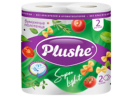 Полотенце бумажное Plushe Super Лайт 2шт.2-х сл.10м Белое