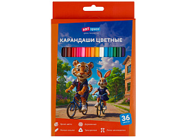 Карандаши цветные 36цв. ArtSpace CPtr_66423 "School mood", трехгранные, заточен., картон. упак., европодвес