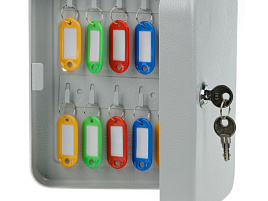 Ключница OfficeSpace 276023 на 20 ключей, 200*160*80, ключевой замок, металл, серый, с брелоками