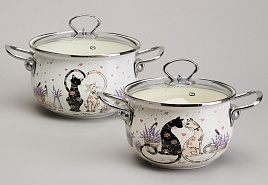 Набор кастрюль эмаль 2пр (2+2,8л) LAVANDER CATS 943-102/1023