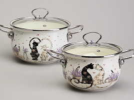 Набор кастрюль эмаль 2пр (2+2,8л) LAVANDER CATS 943-102/1023