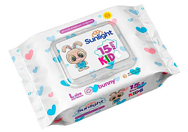 Влажные салфетки Детские 15шт.Sunlight Kids Зайчик М