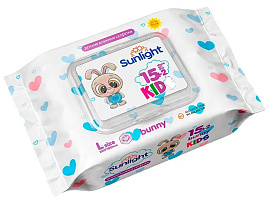 Влажные салфетки Детские 15шт.Sunlight Kids Зайчик М