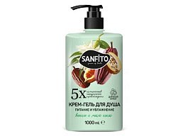 Гель для душа 1л Sanfito Ваниль и масло какао Питание и увлажнение М