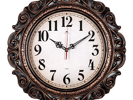 Часы настенные "21 Век" 40*40 4126-001 Классика ажурные черные с бронзой круглые