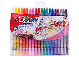 Карандаши восковые Crown TP-2000 "ArtStory", 20цв., выкручивающийся стержень, ПВХ, европодвес