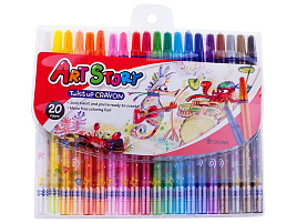 Карандаши восковые Crown TP-2000 "ArtStory", 20цв., выкручивающийся стержень, ПВХ, европодвес