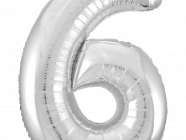 Шар надувной Цифра 6 серебро "40" 754566 102см