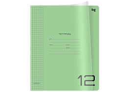 Тетрадь 12л. клетка  Т5ск12_пл 08899 "UniTone. Green", пластиковая прозрачная обложка