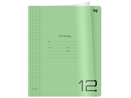 Тетрадь 12л. клетка  Т5ск12_пл 08899 "UniTone. Green", пластиковая прозрачная обложка