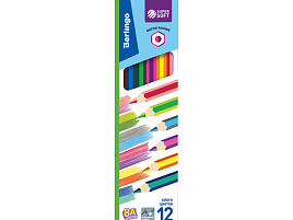 Карандаши цветные 12цв. Berlingo SS03912 с двухцветным грифелем "SuperSoft. 2 in 1", 06шт., 12цв., картон., европодвес