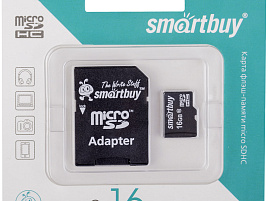 Карта памяти micro SDHC 16GB SmartBuy Class 10, с адаптером 2636/2149