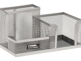 Подставка-органайзер Стамм ОР-30847 металлическая, 3 секции, серебристая