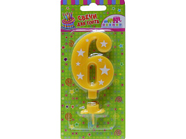 Свеча-цифра "6" Ч16096 звездочки