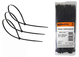 Хомут пластик 3,6*100 нейлон SQ0515-0207 (100шт.) черный Электрик 3211