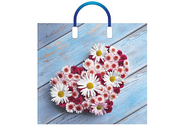 Пакет петля с пласт.ручкой 38*34 Ромашковое сердце